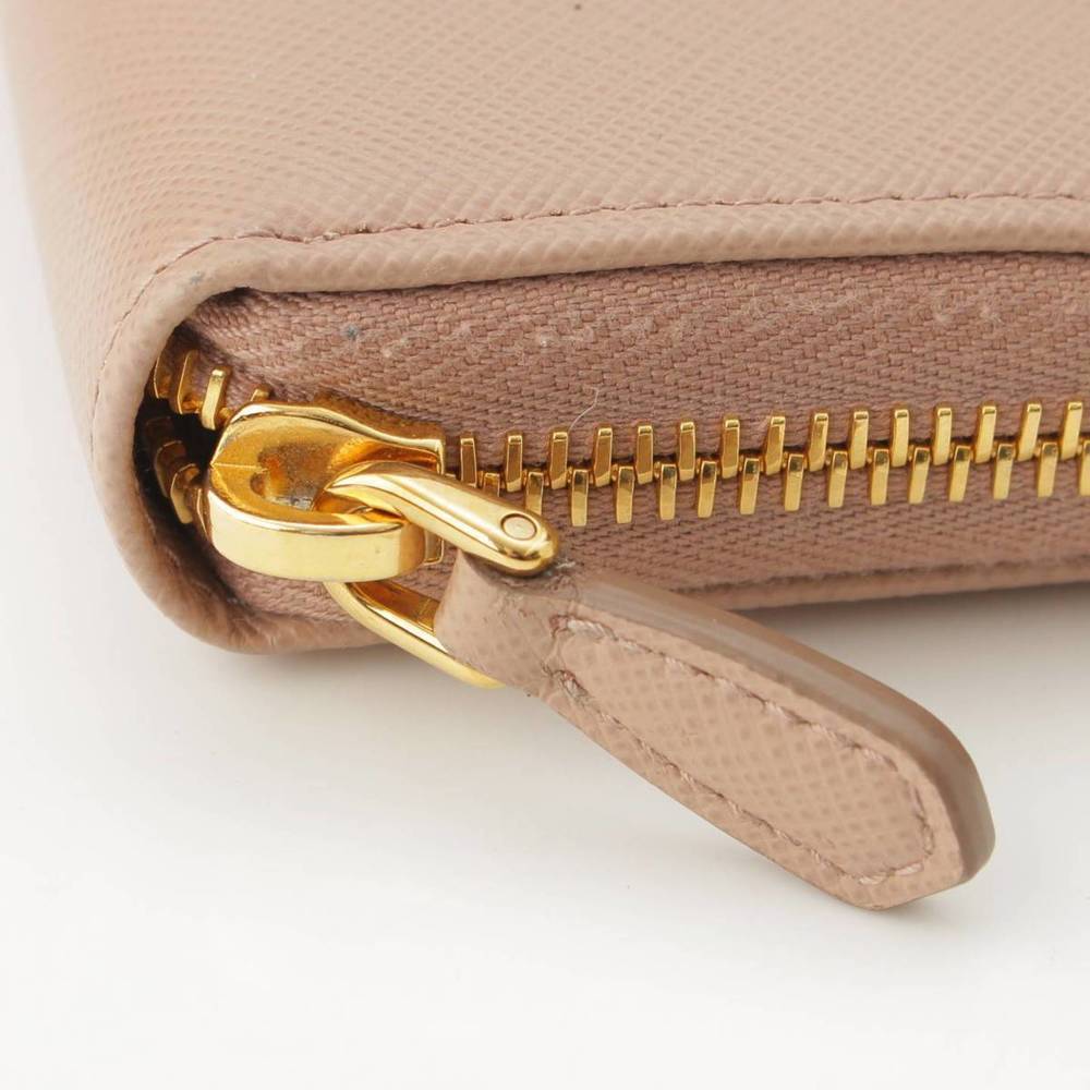 Prada Saffiano Round Zip Wallet Long Wallet Pink - image 8